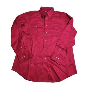 Wrangler Red Button Down Long Sleeve‎ Shirt Men's Medium